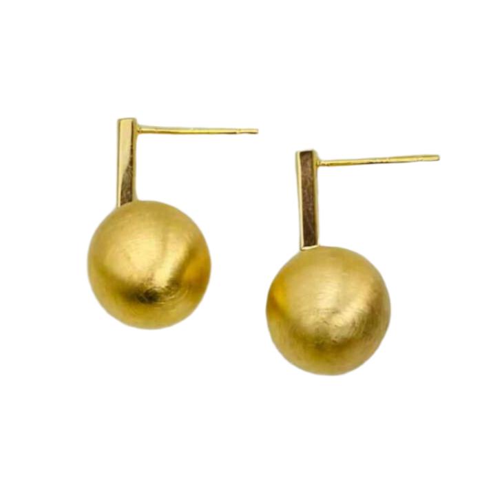 Gold Plated Drop Earrings With Golden Pearl | Gold Drop Earrings For Women