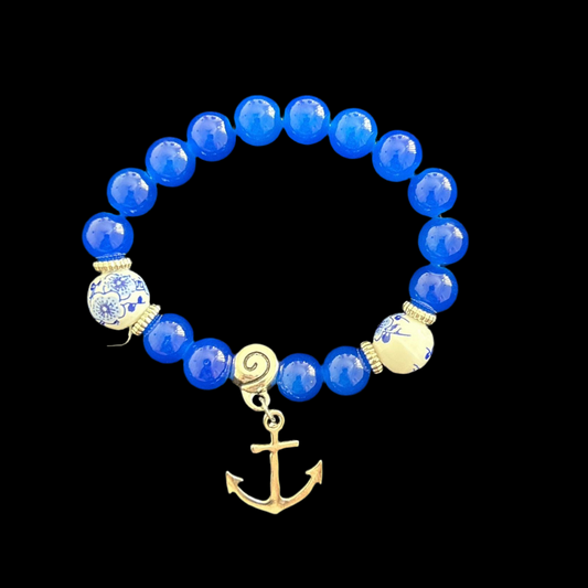 Blue Beads Bracelet Anchor Bracelet With Beads | EvilEye Bracelet