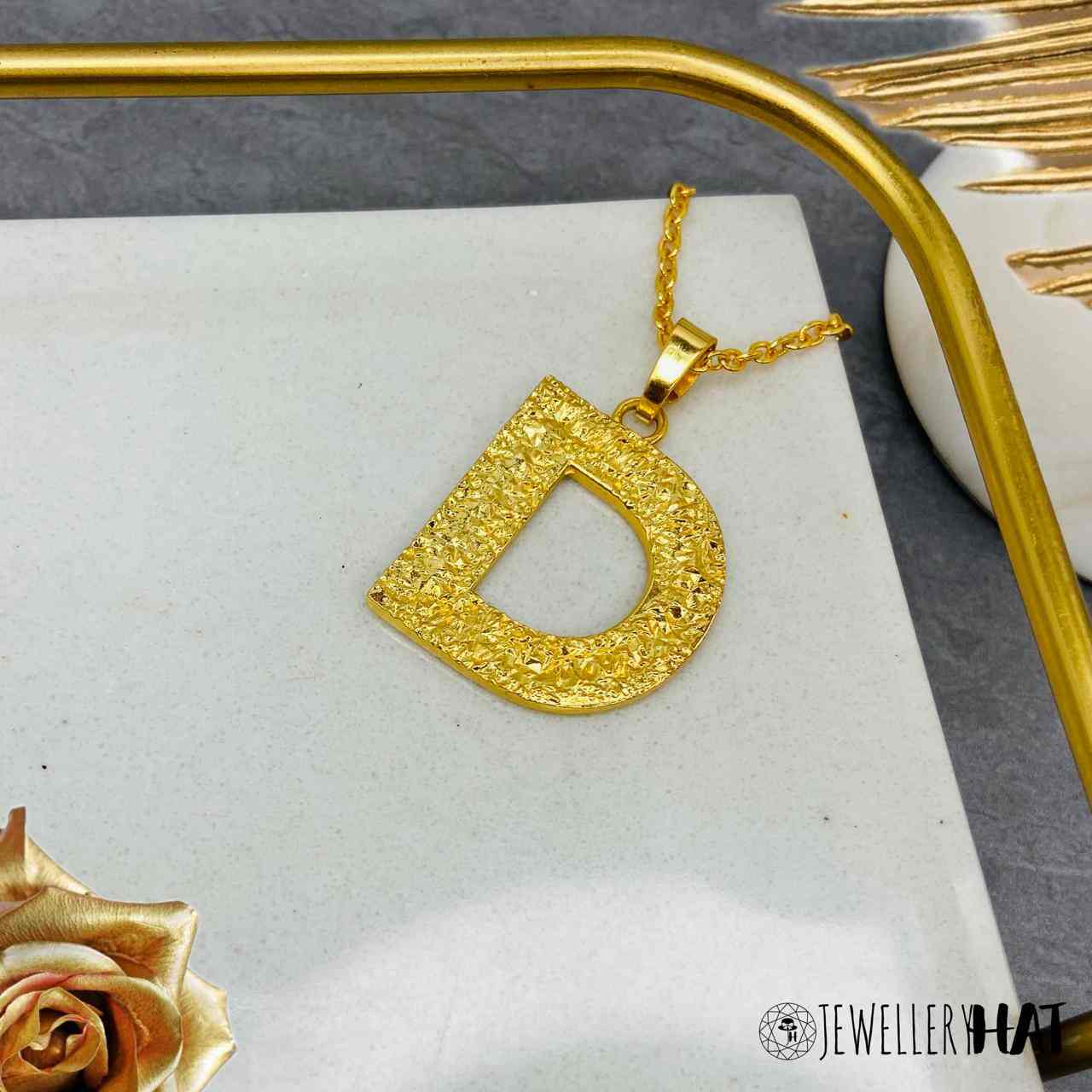 Alphabet Pendant | Gold Plated D Word Necklace for Women | Initial Jewellery