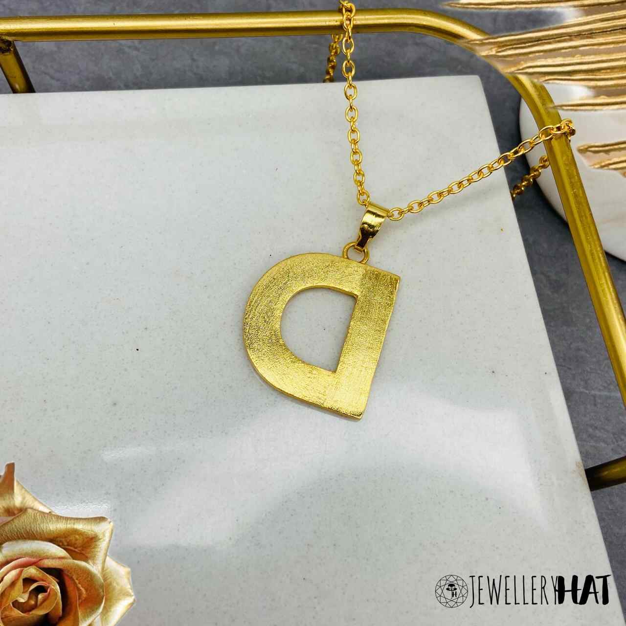 Alphabet Pendant | Gold Plated D Word Necklace for Women | Initial Jewellery