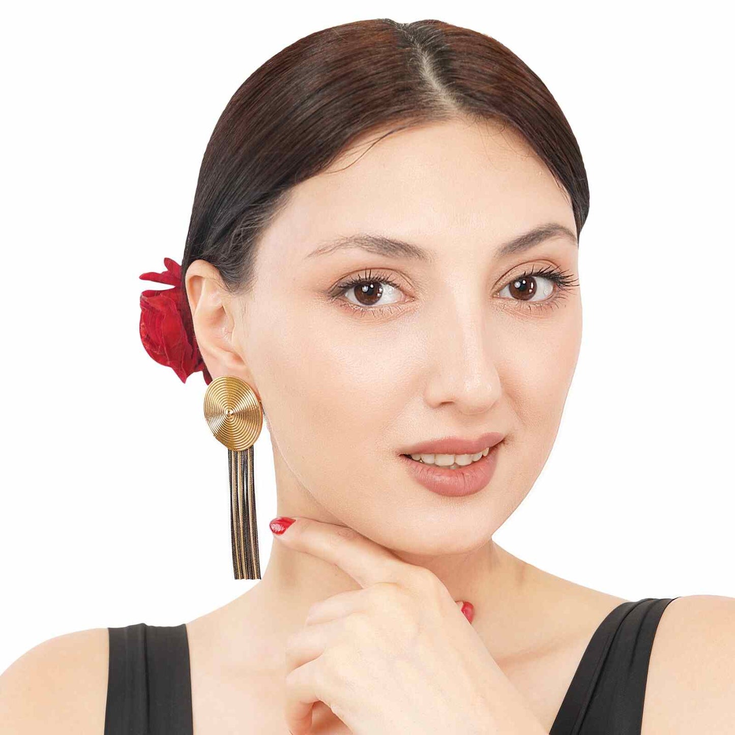 Black Long Earrings | Waterproof Jewellery | Light Weight | Costume Jewellery