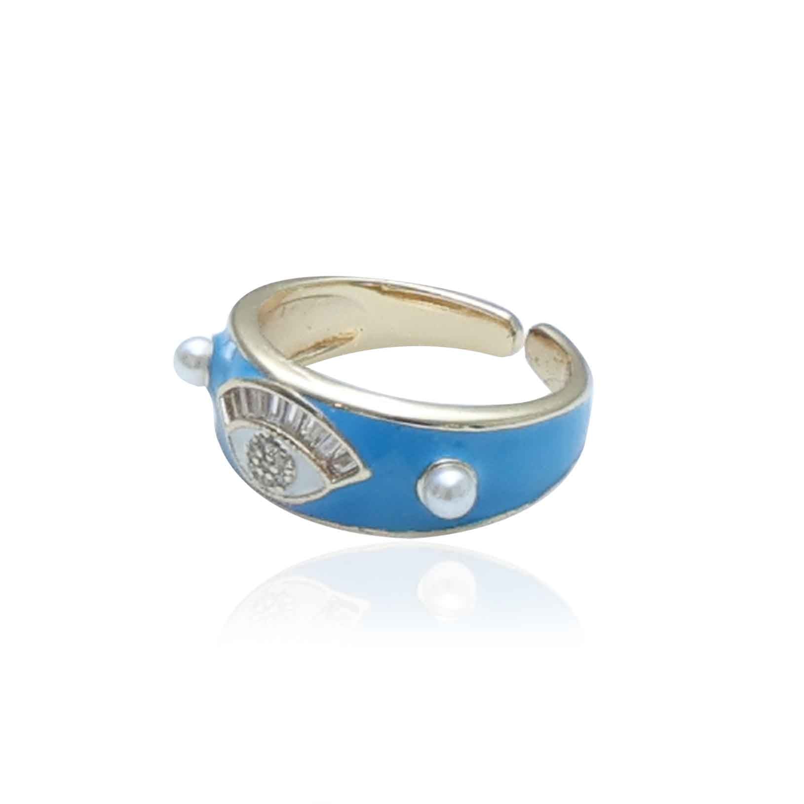 Blue Eye Ring | Blue Rings | Gold Plated Blue Eye Ring for Women | Artificial Jewellery