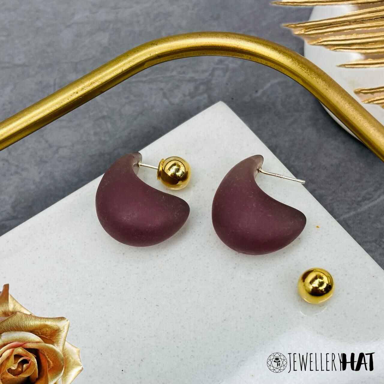 Burgundy Color Earrings