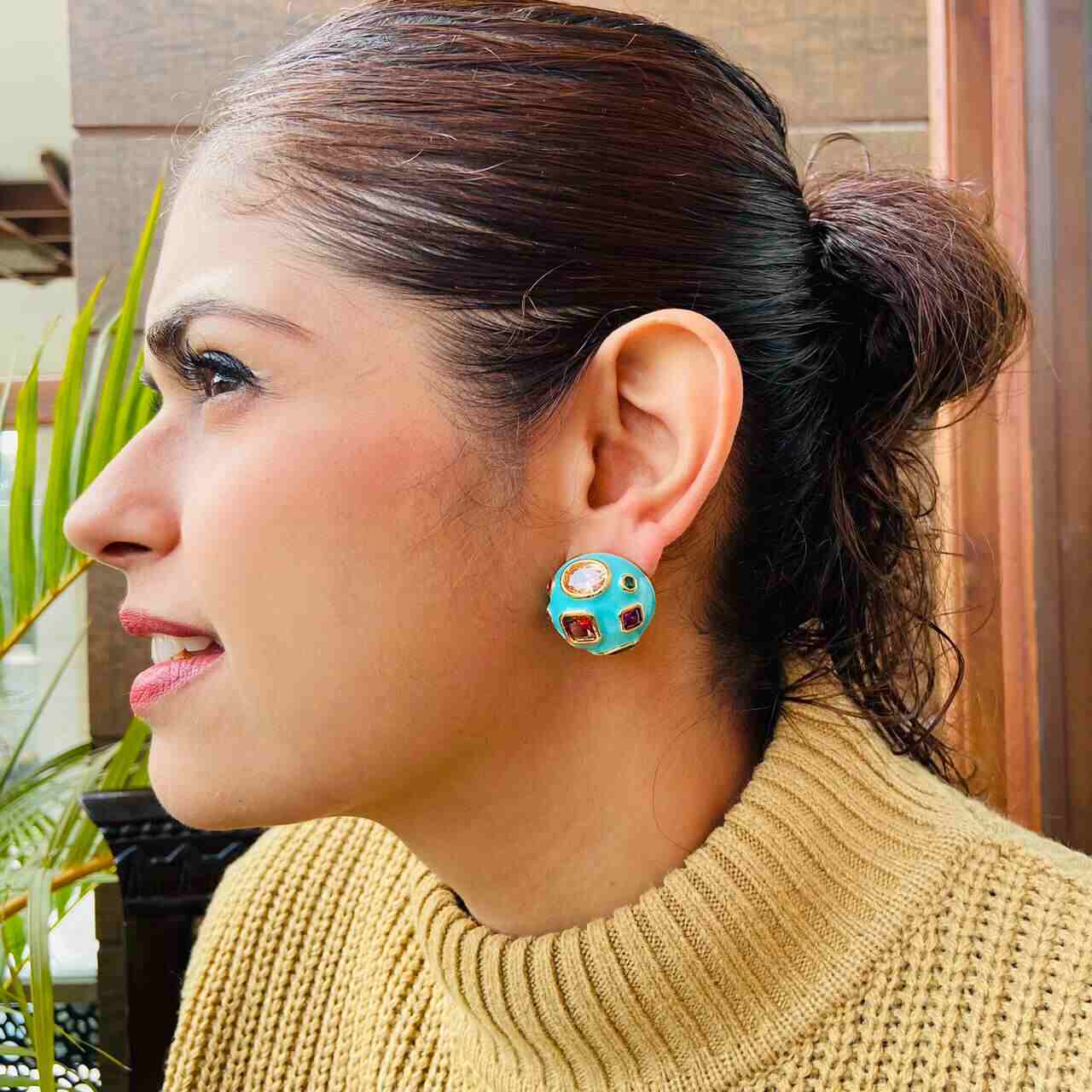 Candy Yum Yum Earrings | Cyan Blue Earrings