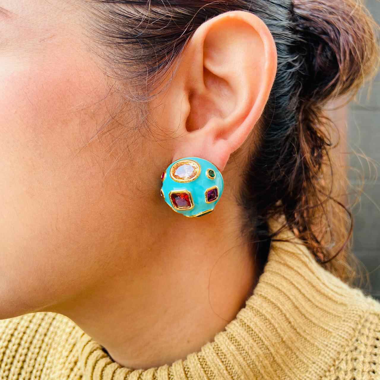 Candy Yum Yum Earrings | Cyan Blue Earrings