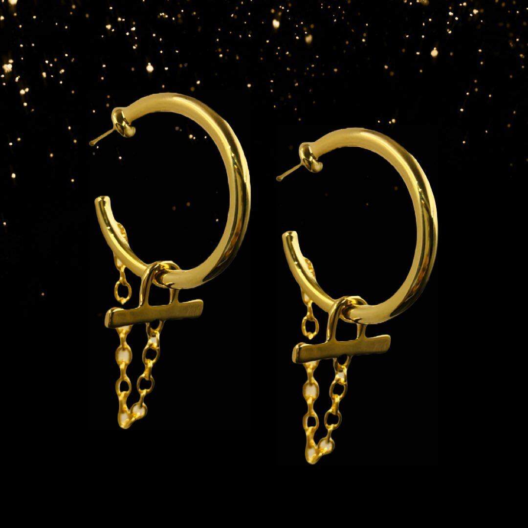 Chained Gold Hoops Earrings - Premium Collection Fashion Jewellery July 2022