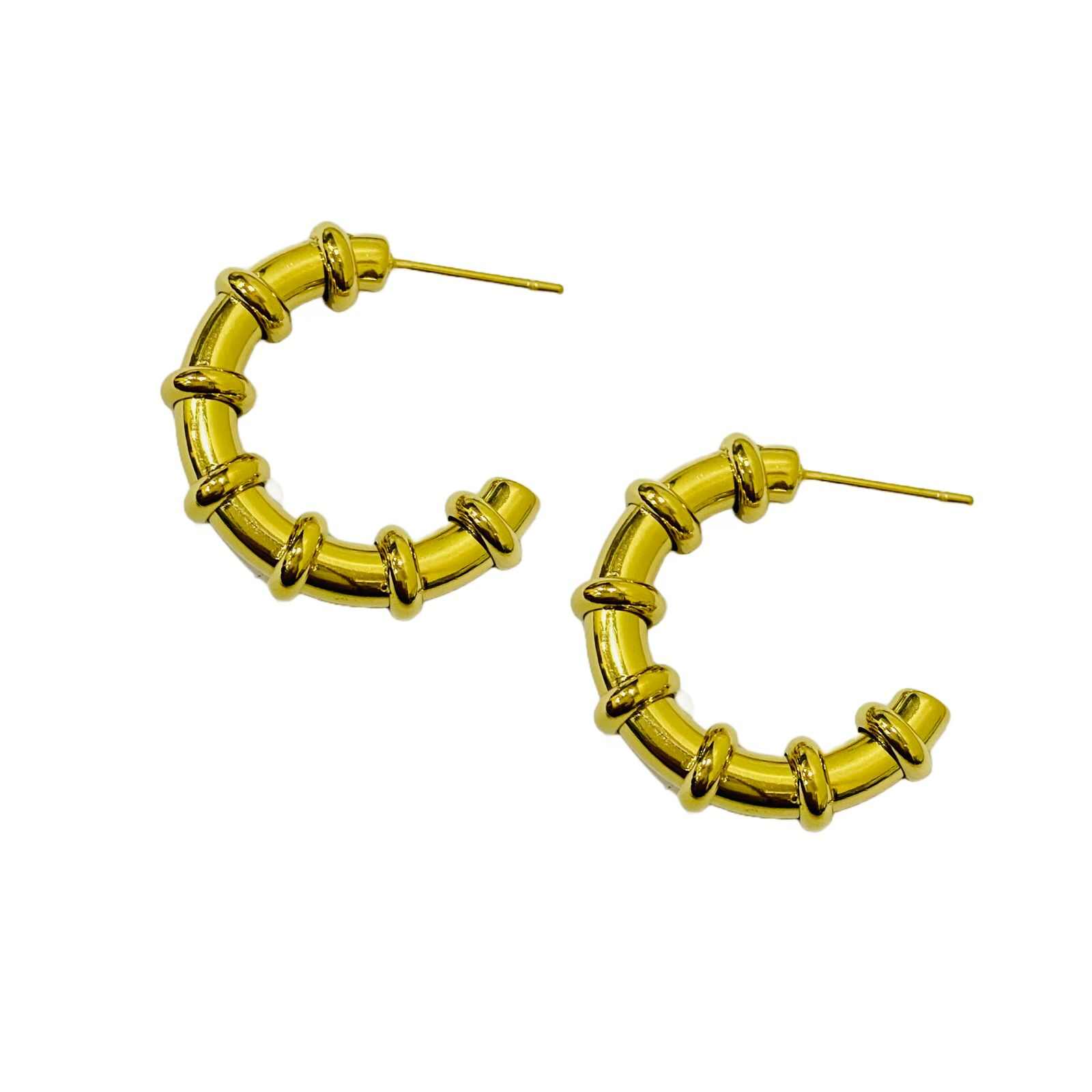 Chunky Gold Hoop Earrings | Modern Earrings | Gold Plated Jewellery