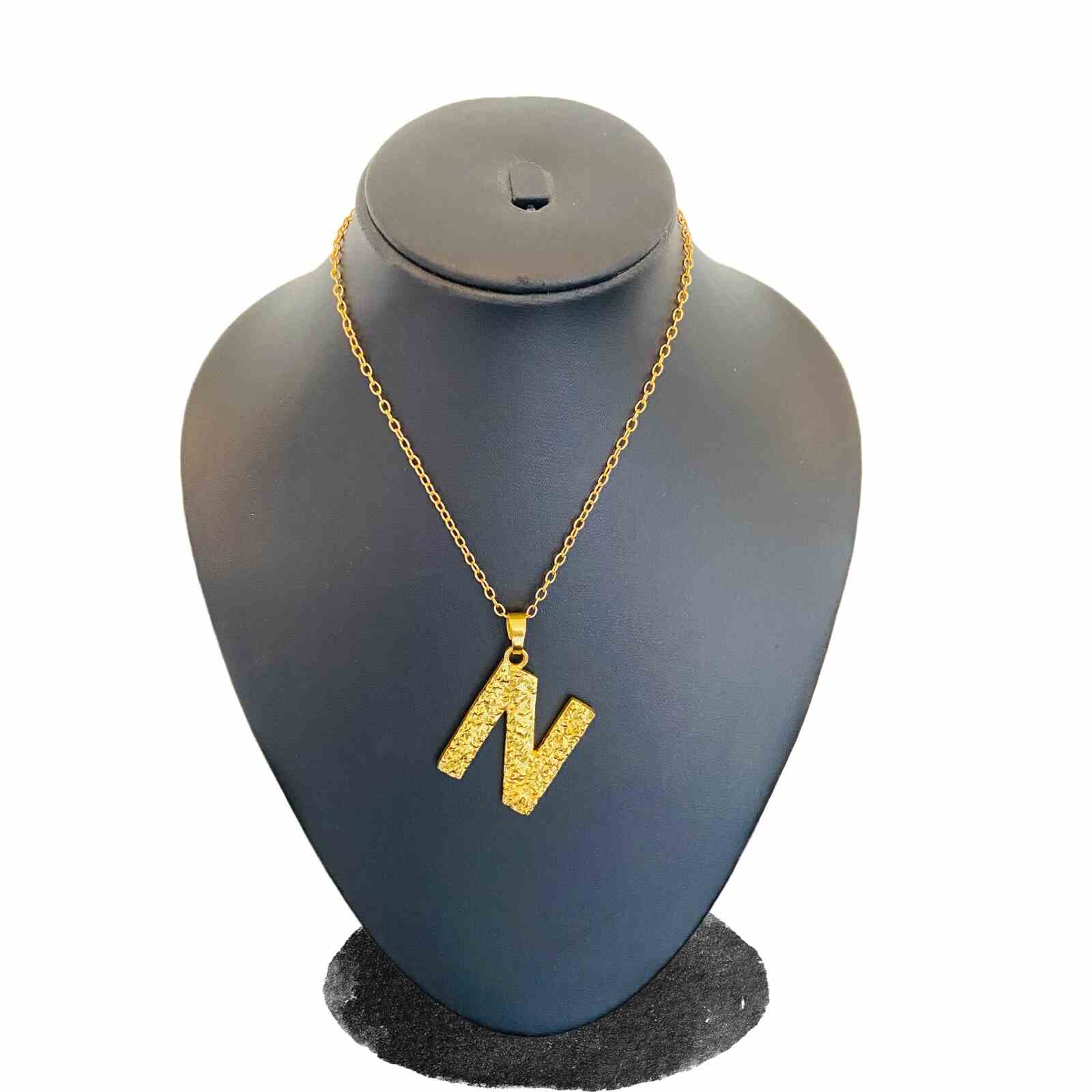 Customised Name Pendant | Gold Plated N Word Necklace for Women | Initial Jewellery