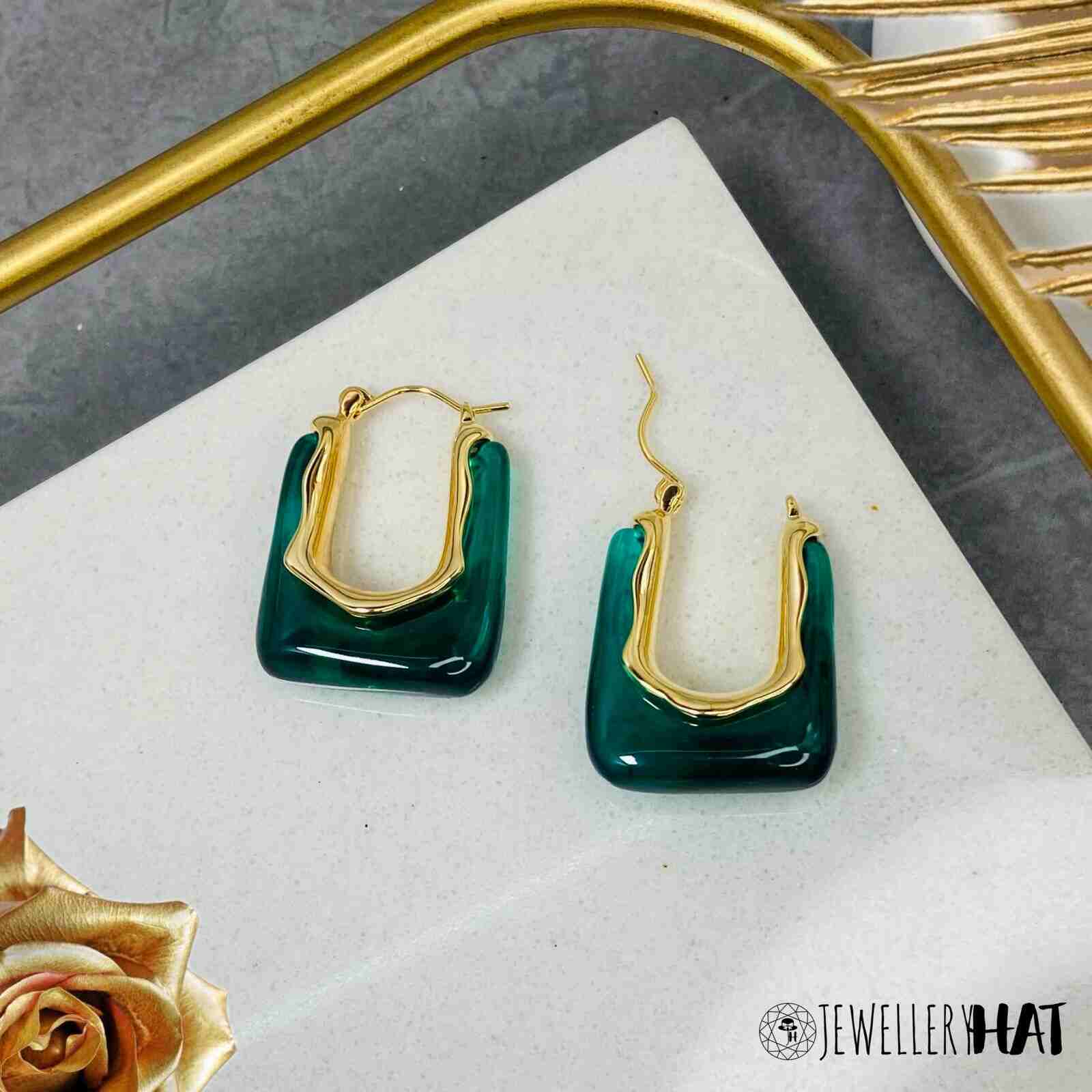 Dark Emerald Green Earrings