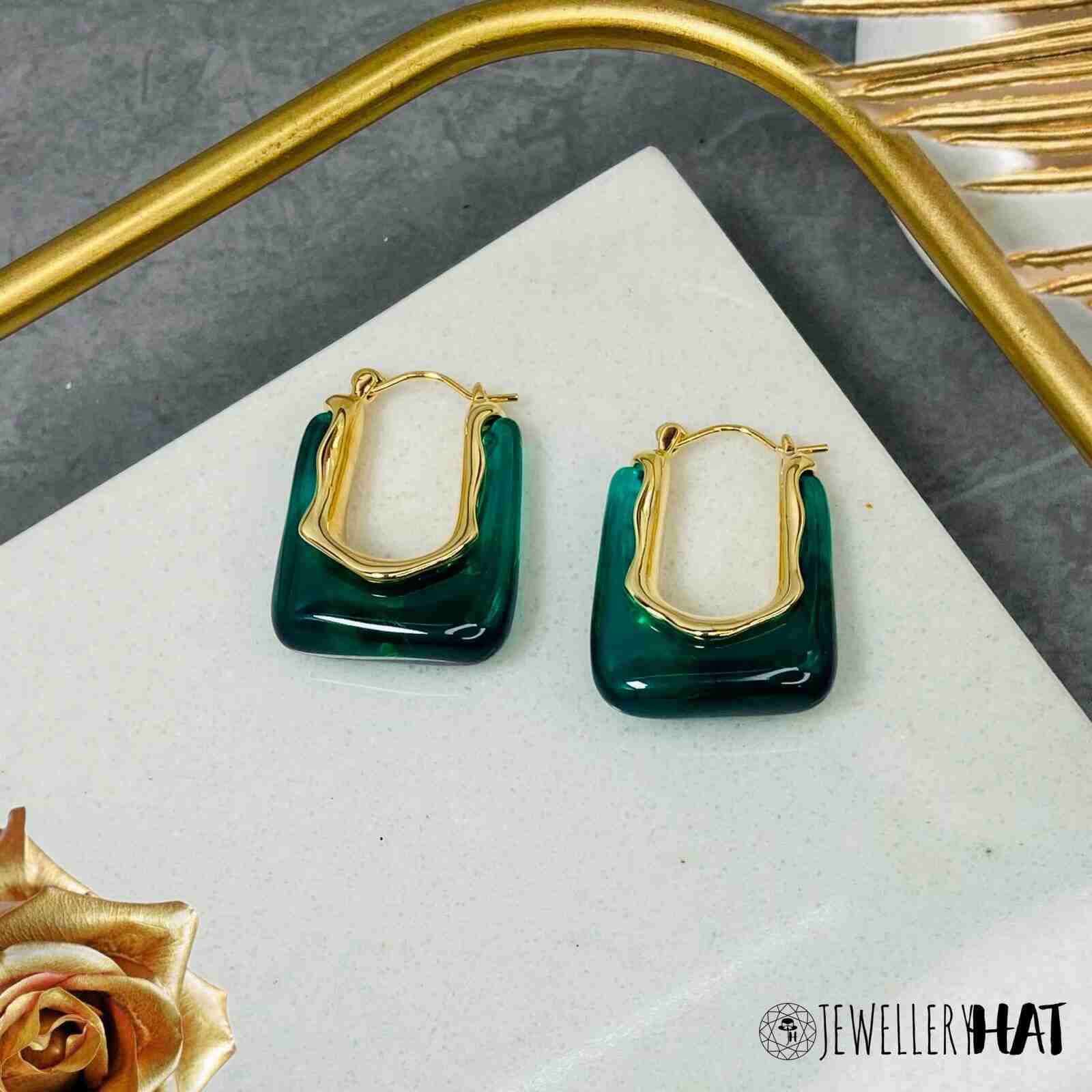 Dark Emerald Green Earrings