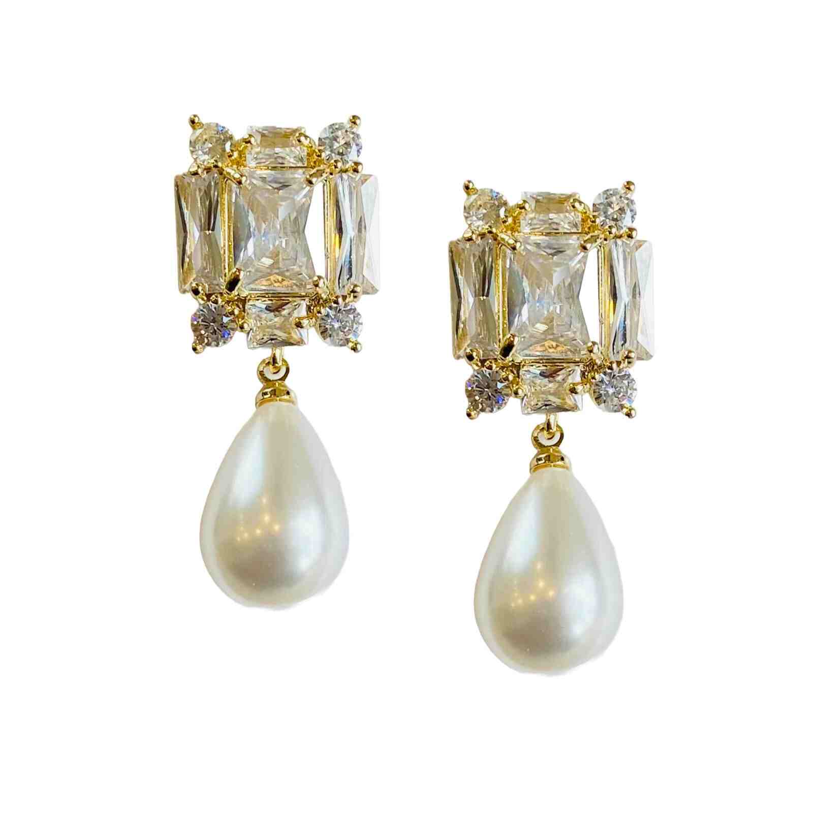 Diamond Studded Pearl Drop Earrings For Females | Artificial Jewellery For Females