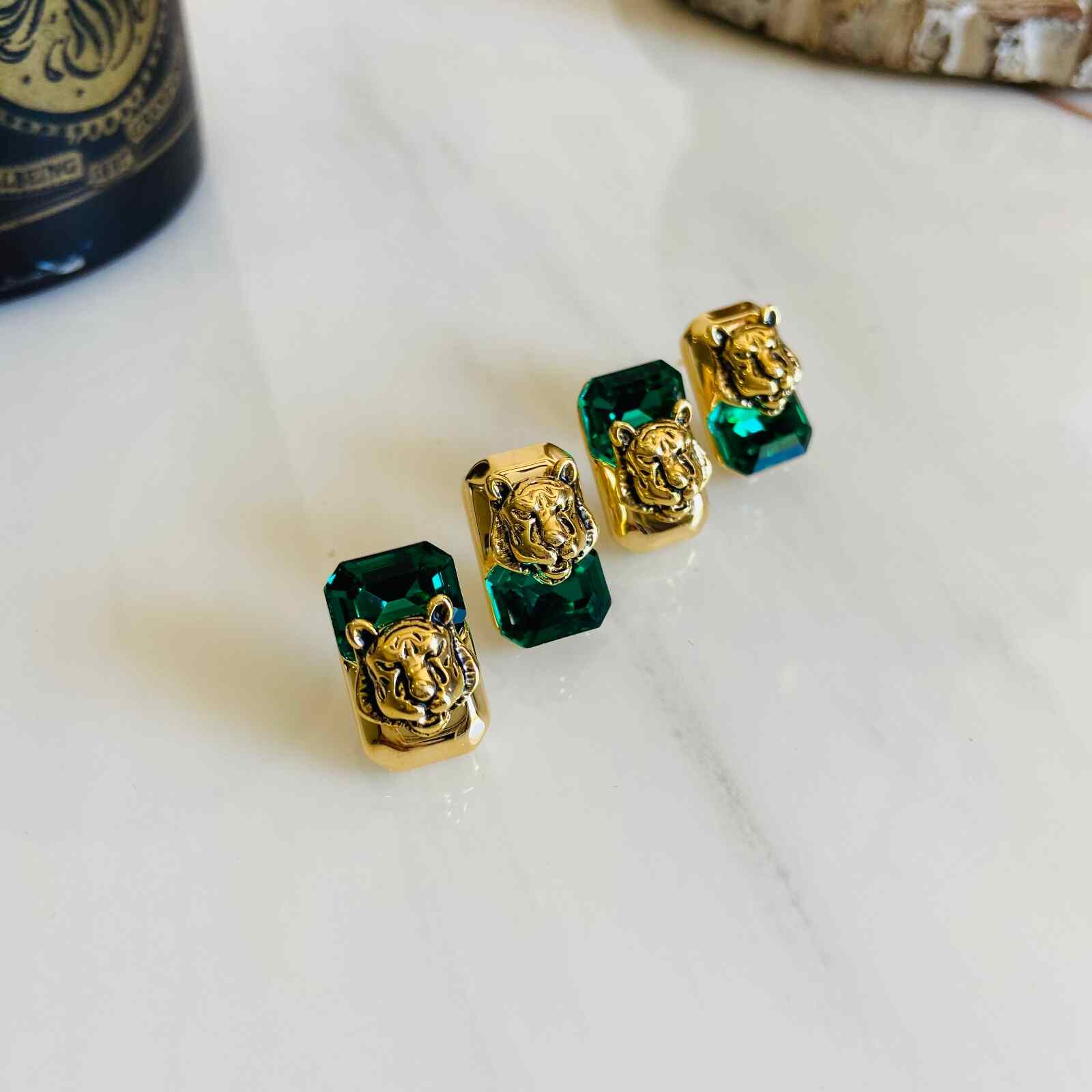 Earrings Emeralds & More Tiger Edition - Gold Plated - Premium Collection Fashion Jewellery August - September 2022 Western Jewellery