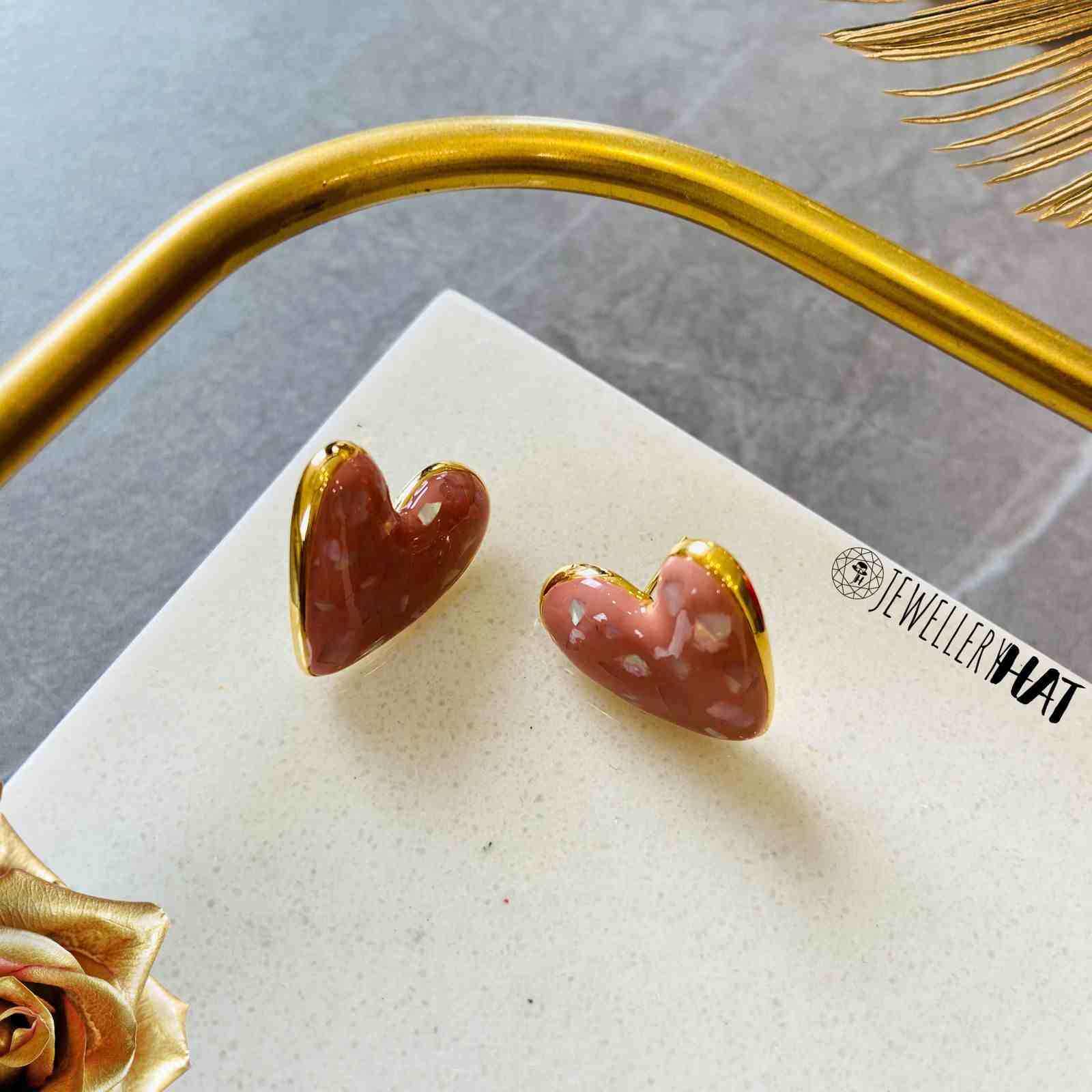 Earrings Heart Shaped Gold