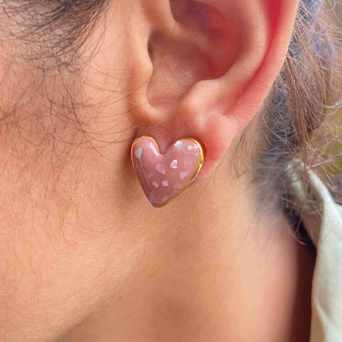 Earrings Heart Shaped Gold