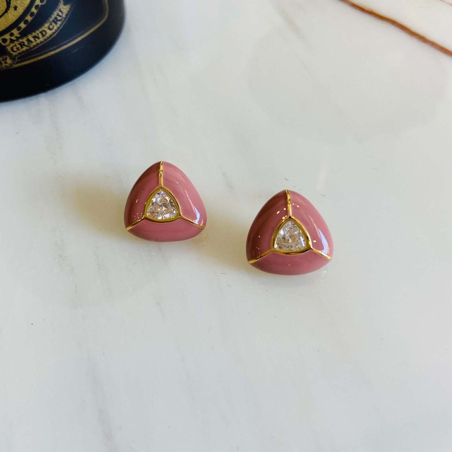 Earrings Pastel Zirconia Studs- Gold Plated - Premium Collection Fashion Jewellery August - September 2022 Western Jewellery