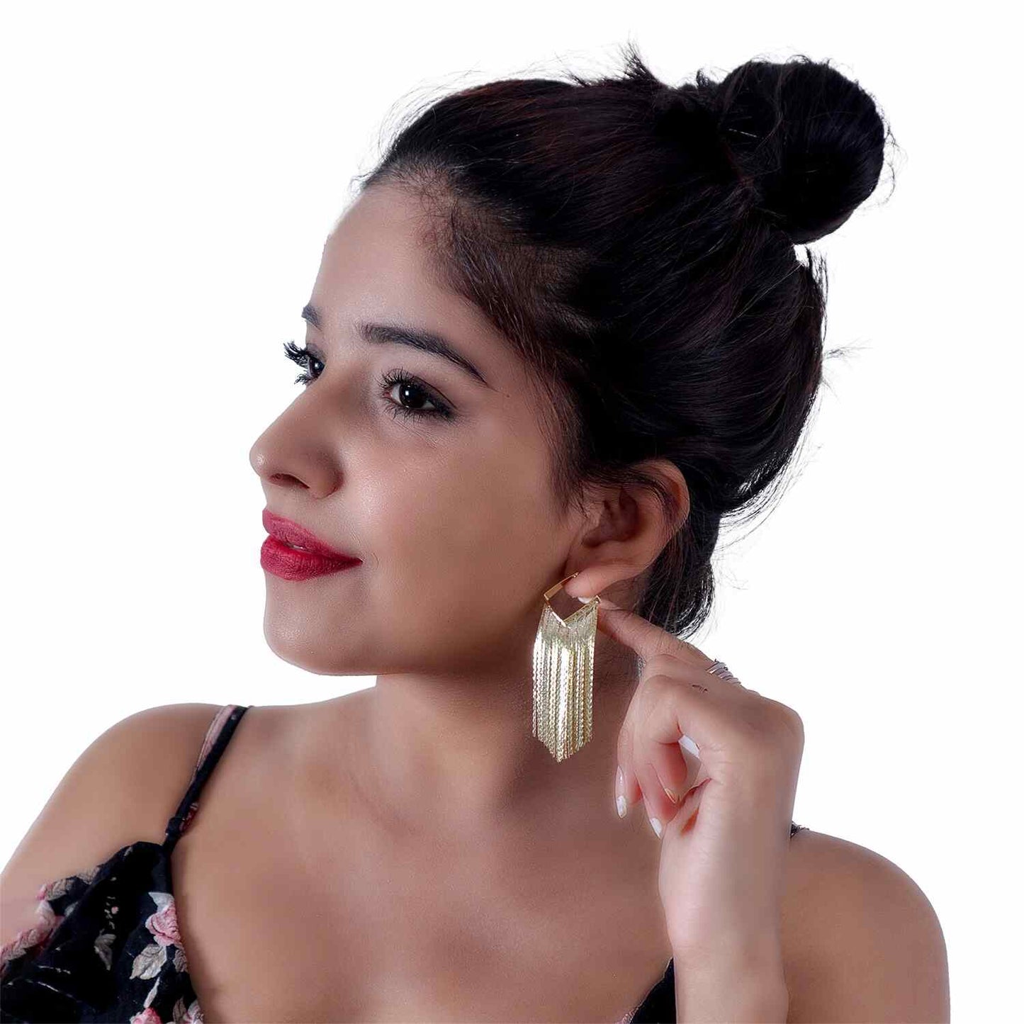 Fancy Long Gold Earrings | Tassel Earrings for Women | Western Jewelry