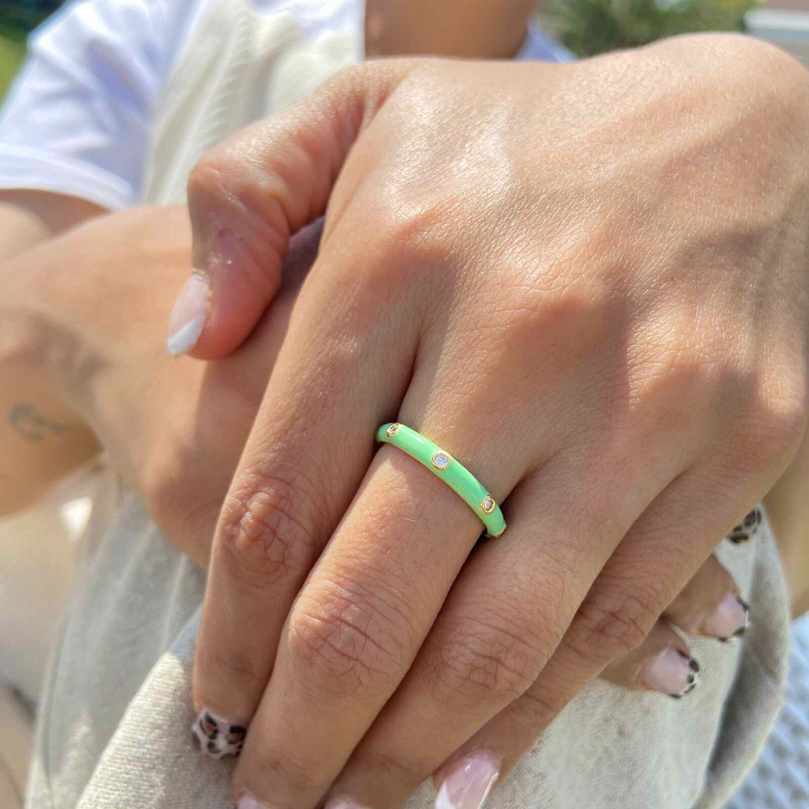 Fancy Rings Women | Light Green Ring | Gold Plated Fancy Ring for Girl | Artificial Jewellery