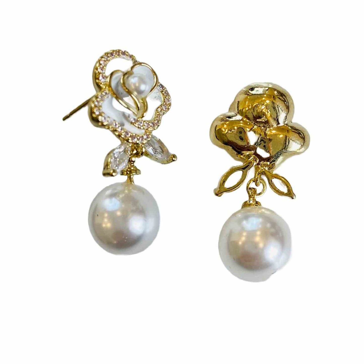 Flowery Pearl Drop Earrings For Ladies | Imitation Jewellery For Ladies