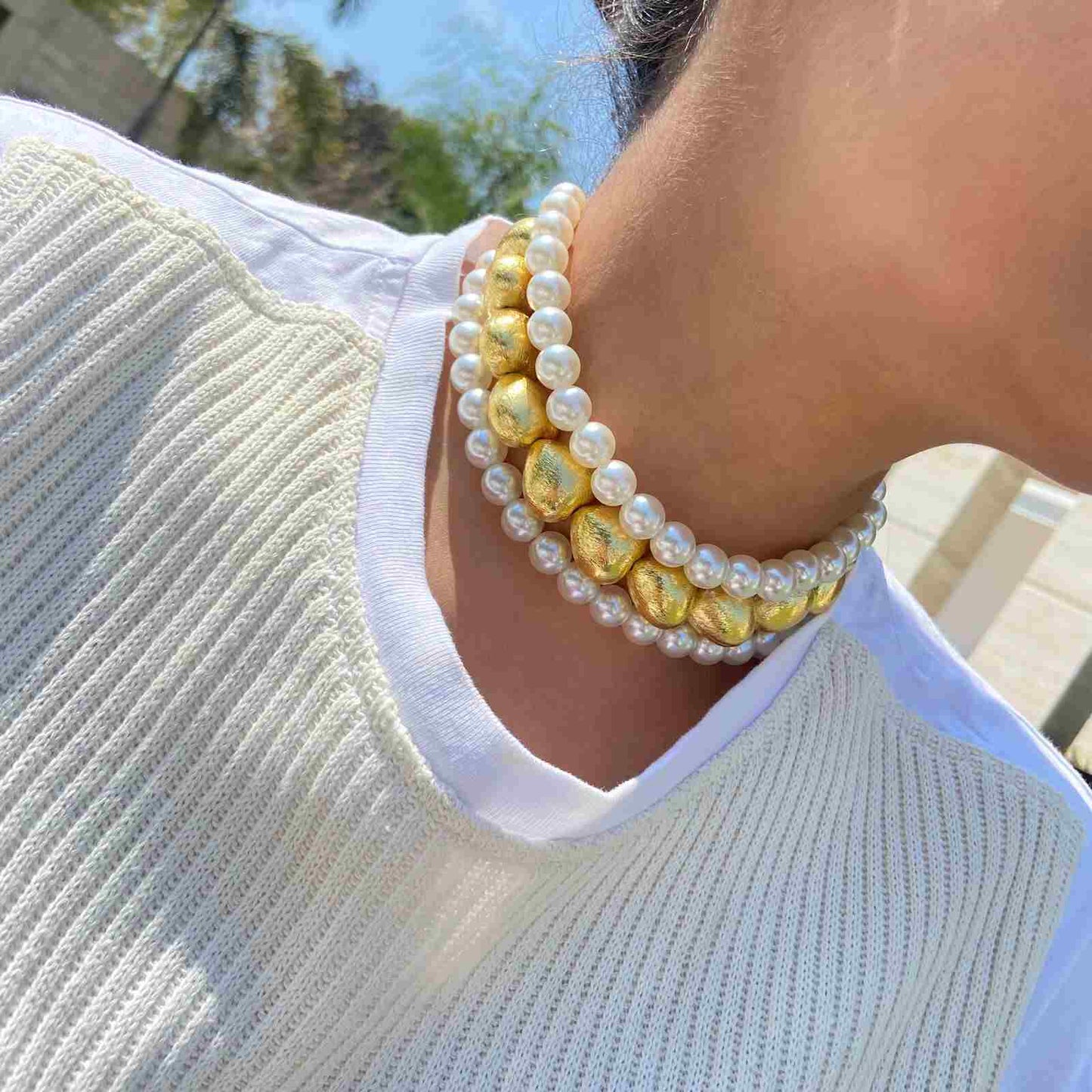 Gold And Pearl Necklace