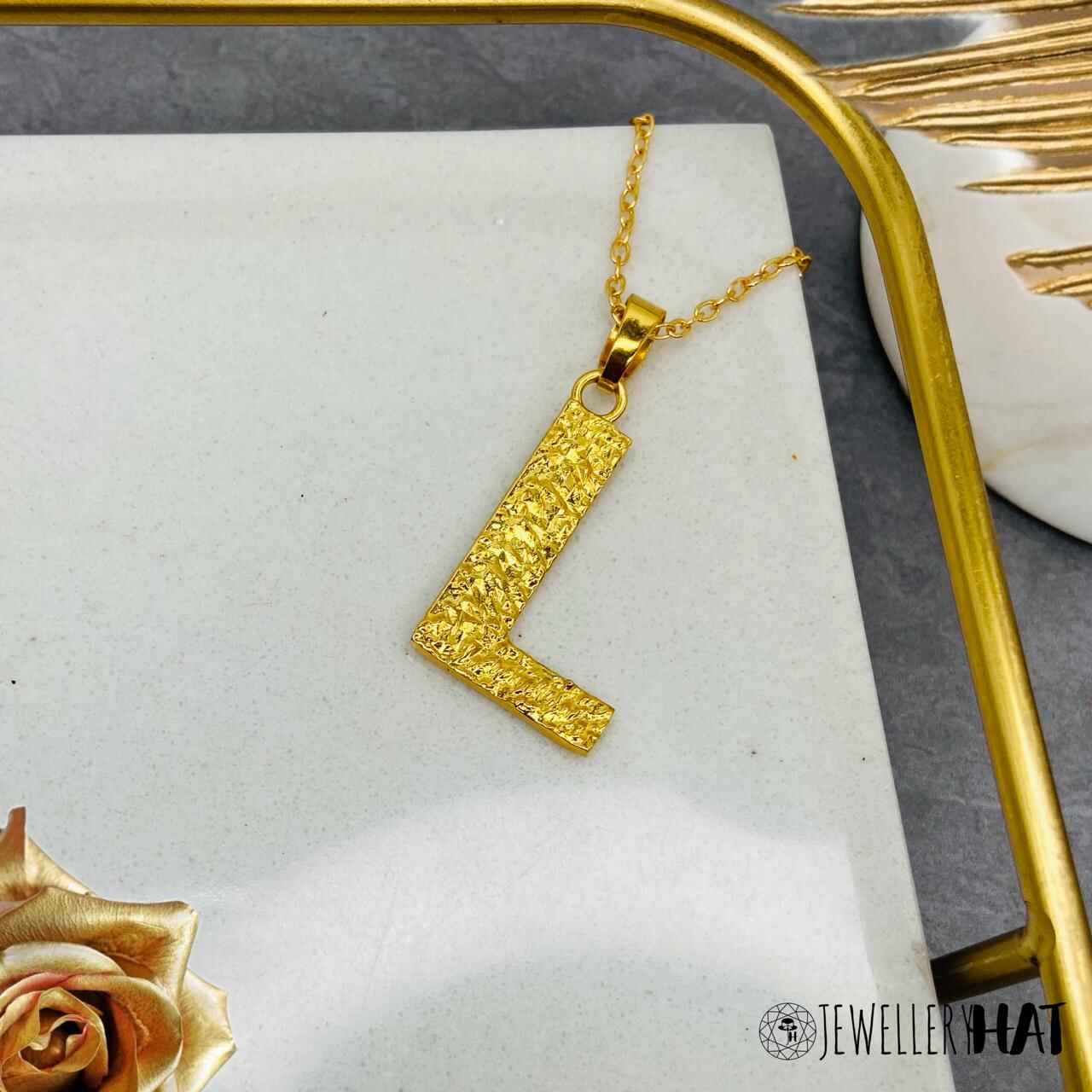 Gold Chain Name Design | Gold Plated L Word Necklace | Initial Jewellery