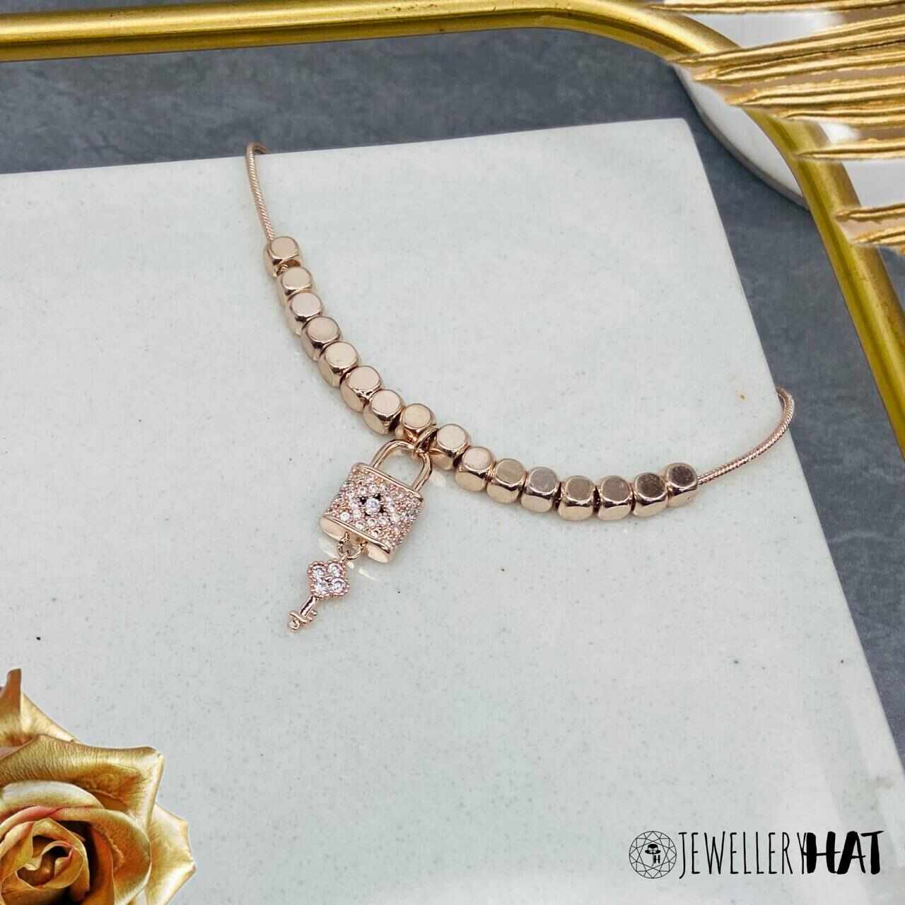 Gold Chain Rose | Rose Gold Plated Necklace for Women | Artificial Jewellery