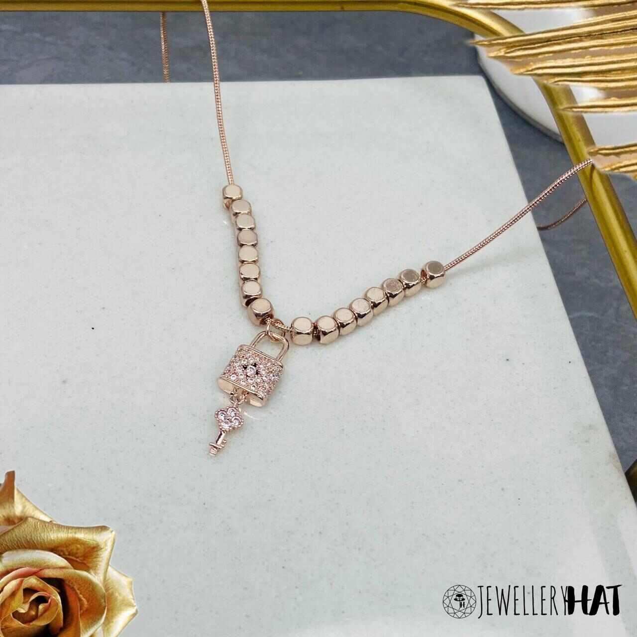 Gold Chain Rose | Rose Gold Plated Necklace for Women | Artificial Jewellery