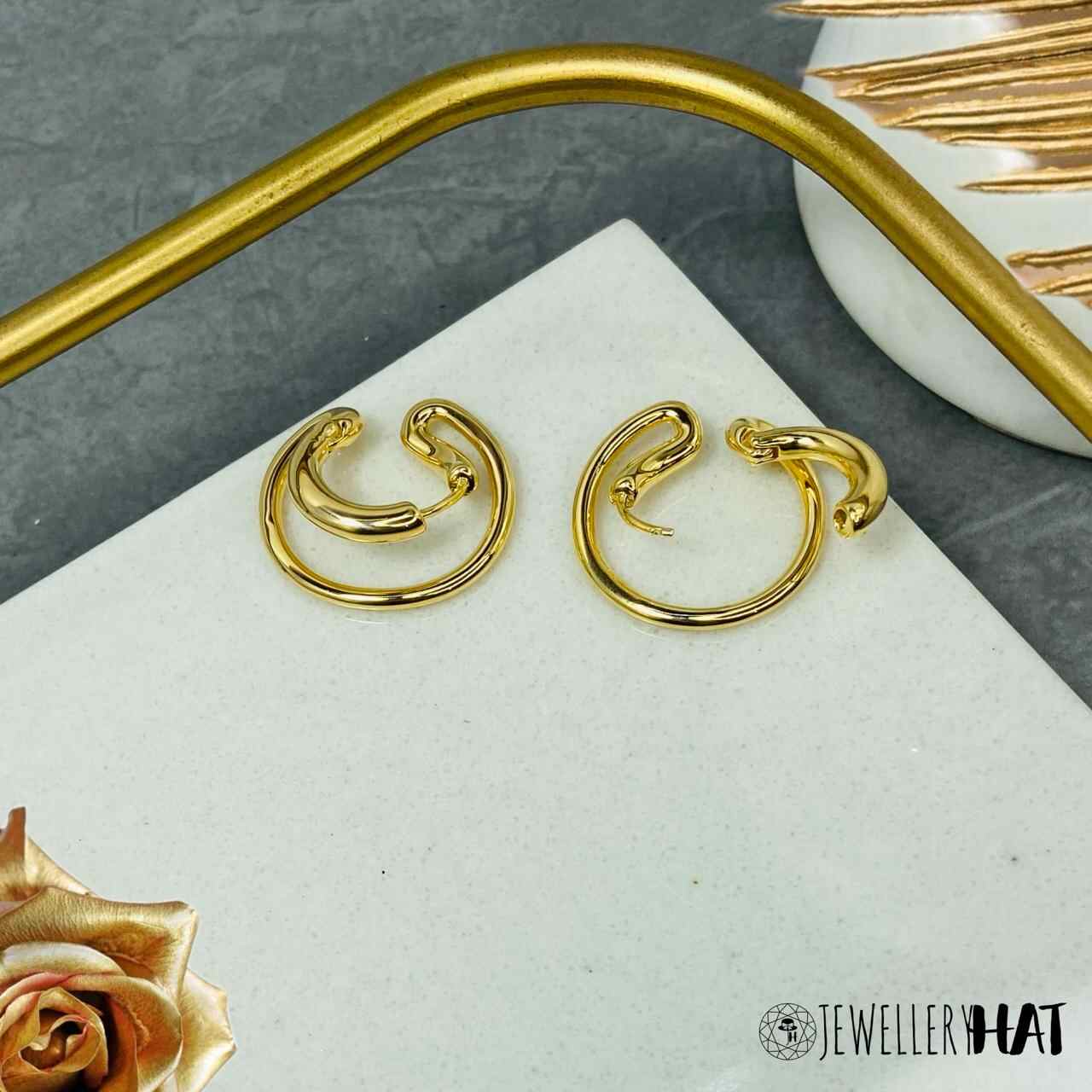 Gold Earrings Contemporary Design