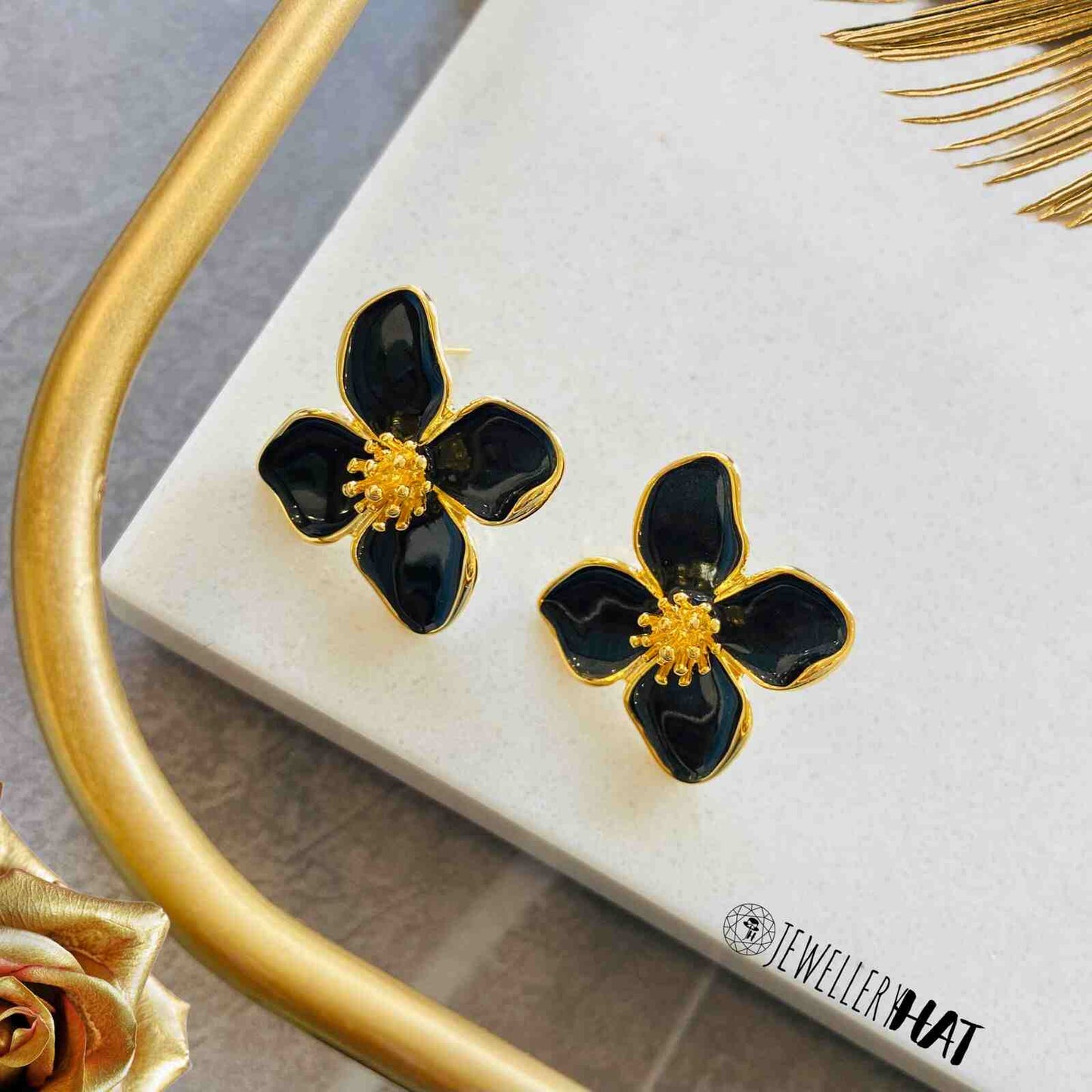 Gold Earrings Flower