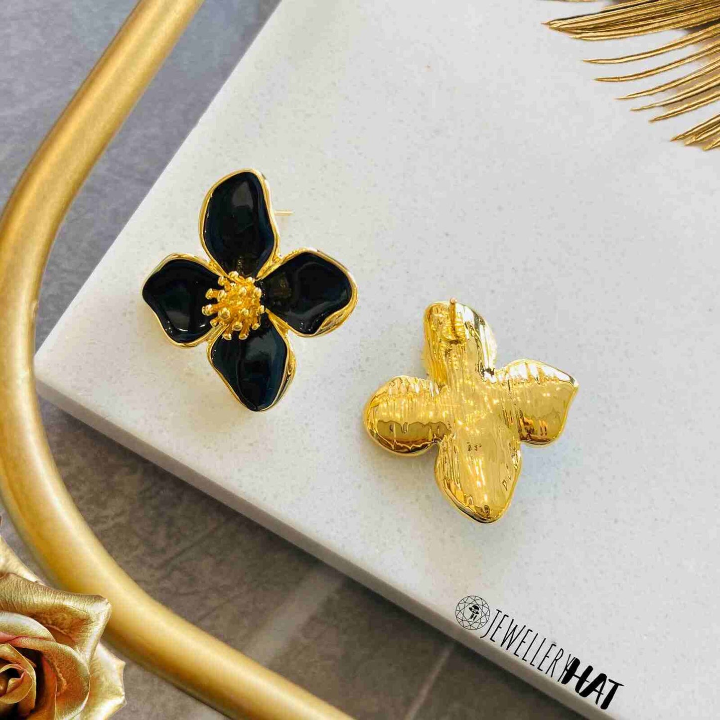 Gold Earrings Flower