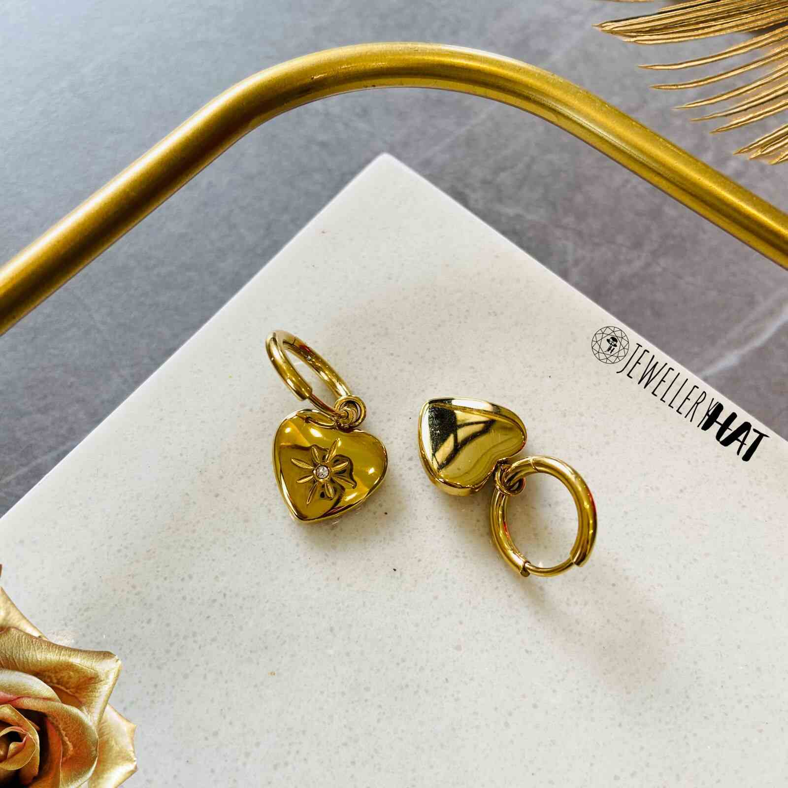 Gold Earrings Heart