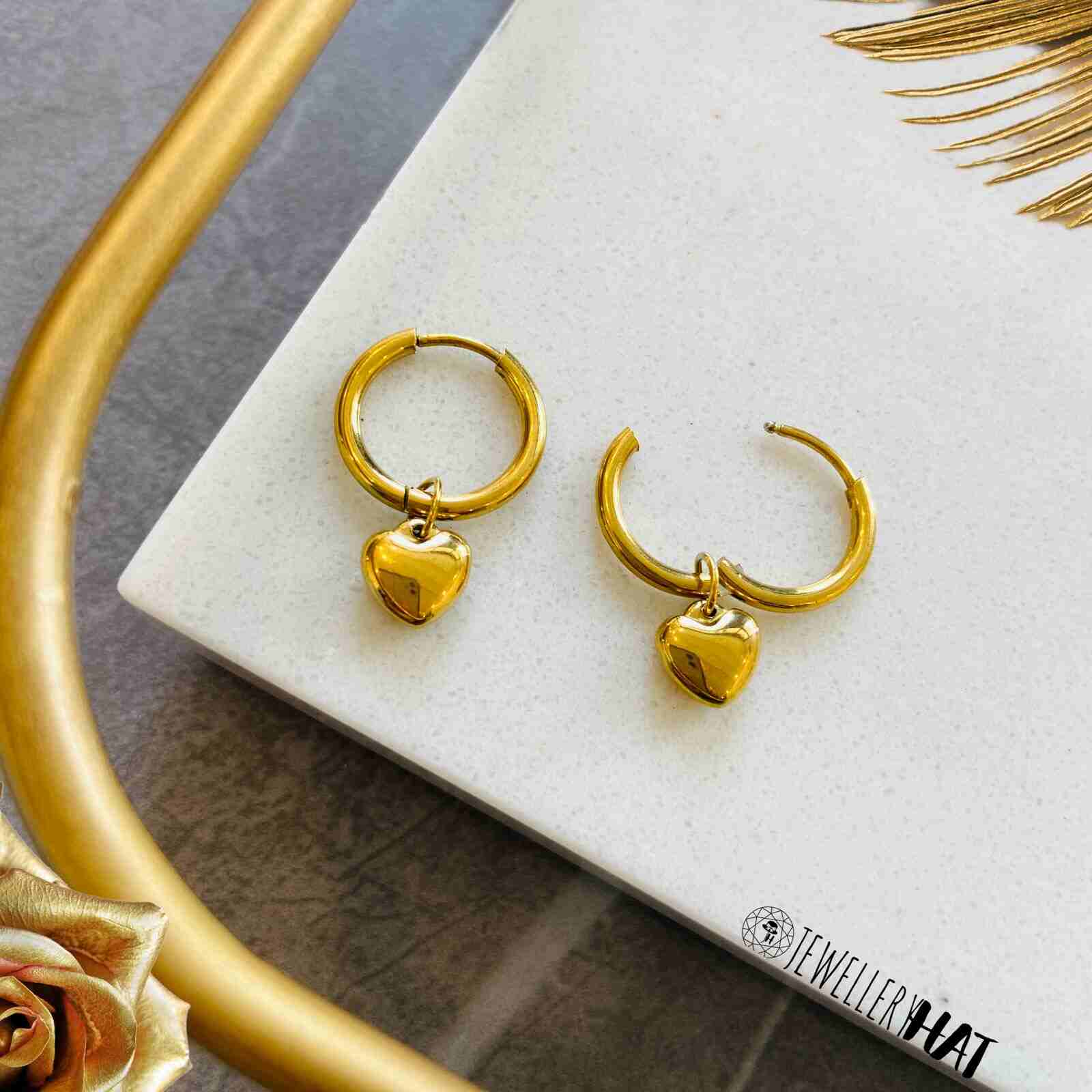 Gold Earrings Heart