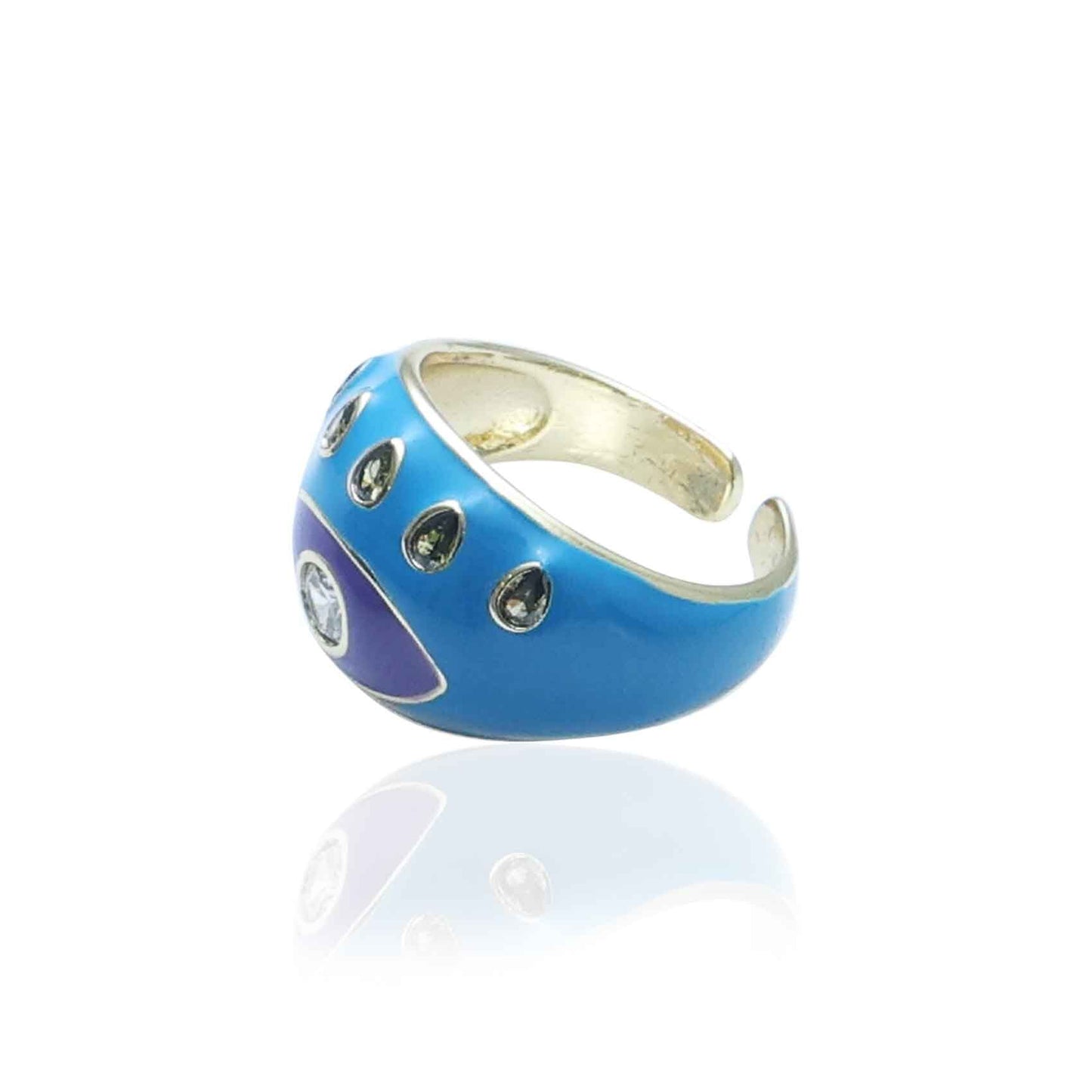 Gold Eye Ring | Blue Ring | Gold Plated Evil Eye Ring for Women | Artificial Jewellery