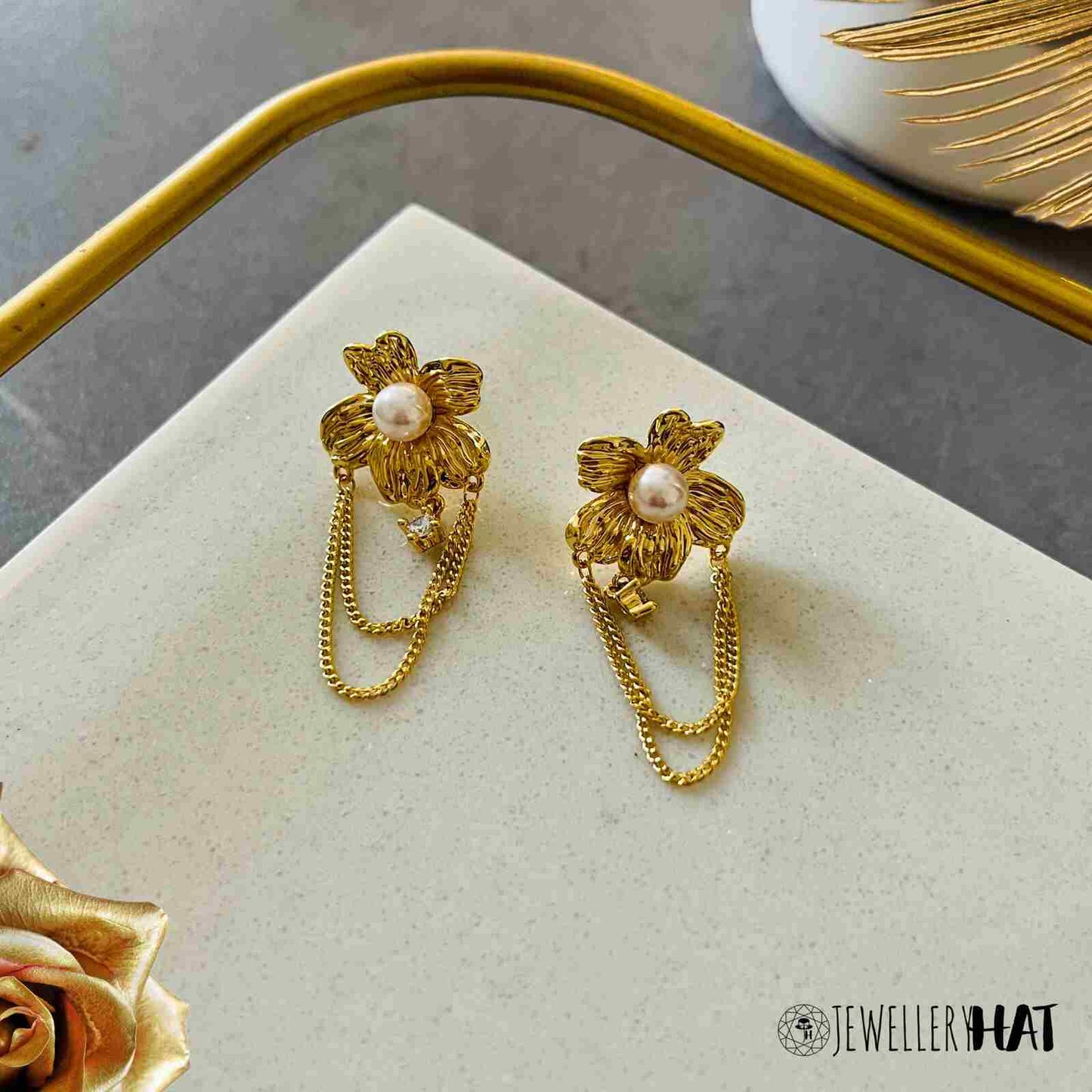 Gold Flower Earrings