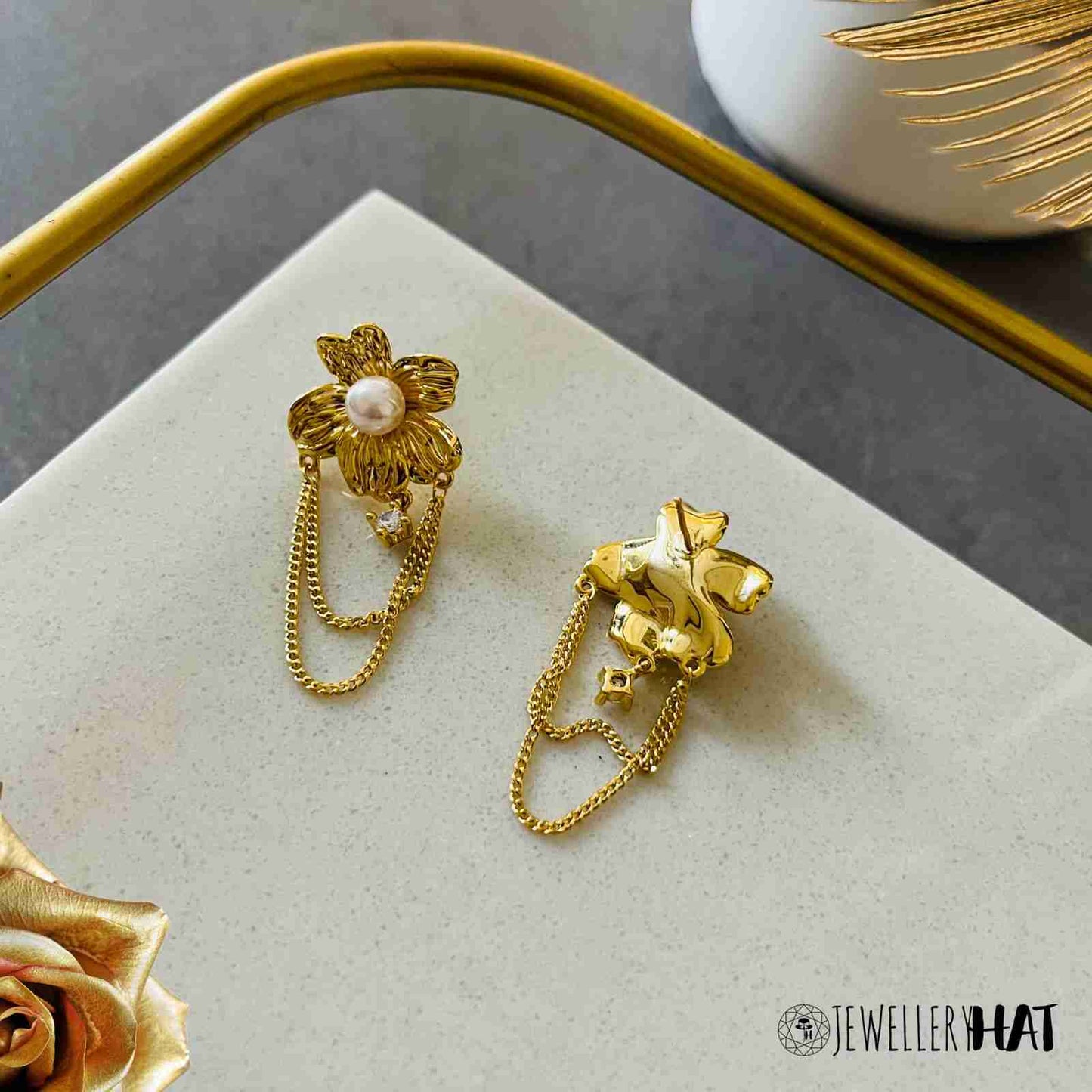 Gold Flower Earrings