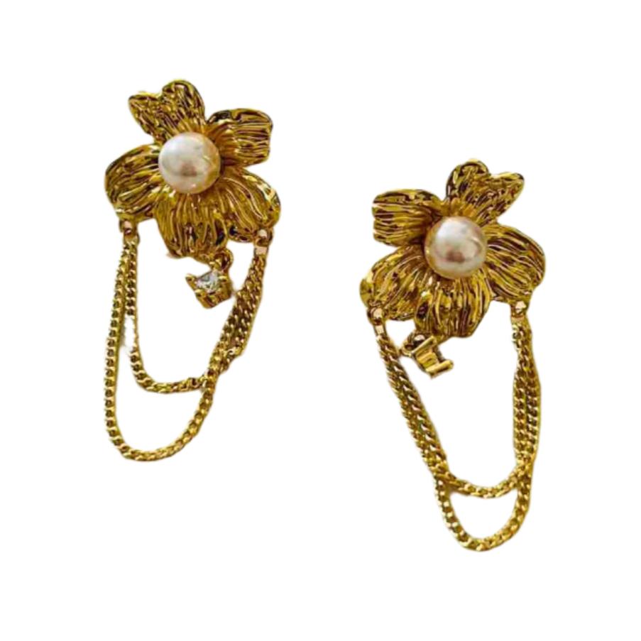 gold flower earrings