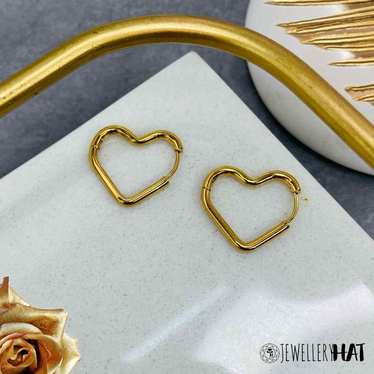 Gold Heart Ear Rings