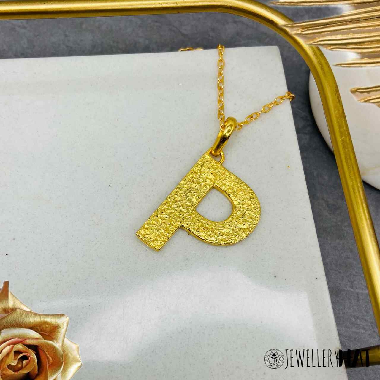 Gold Name | Gold Plated P Word Necklace for Girls | Initial Jewellery