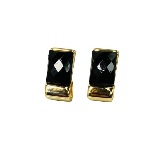 Women's Stud Earrings Gold | Black Stone Earrings