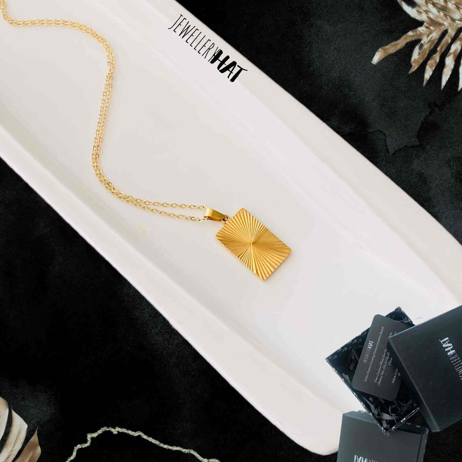 Gold Plated Chain | With Modern Brick Pendant | Latest Jewellery