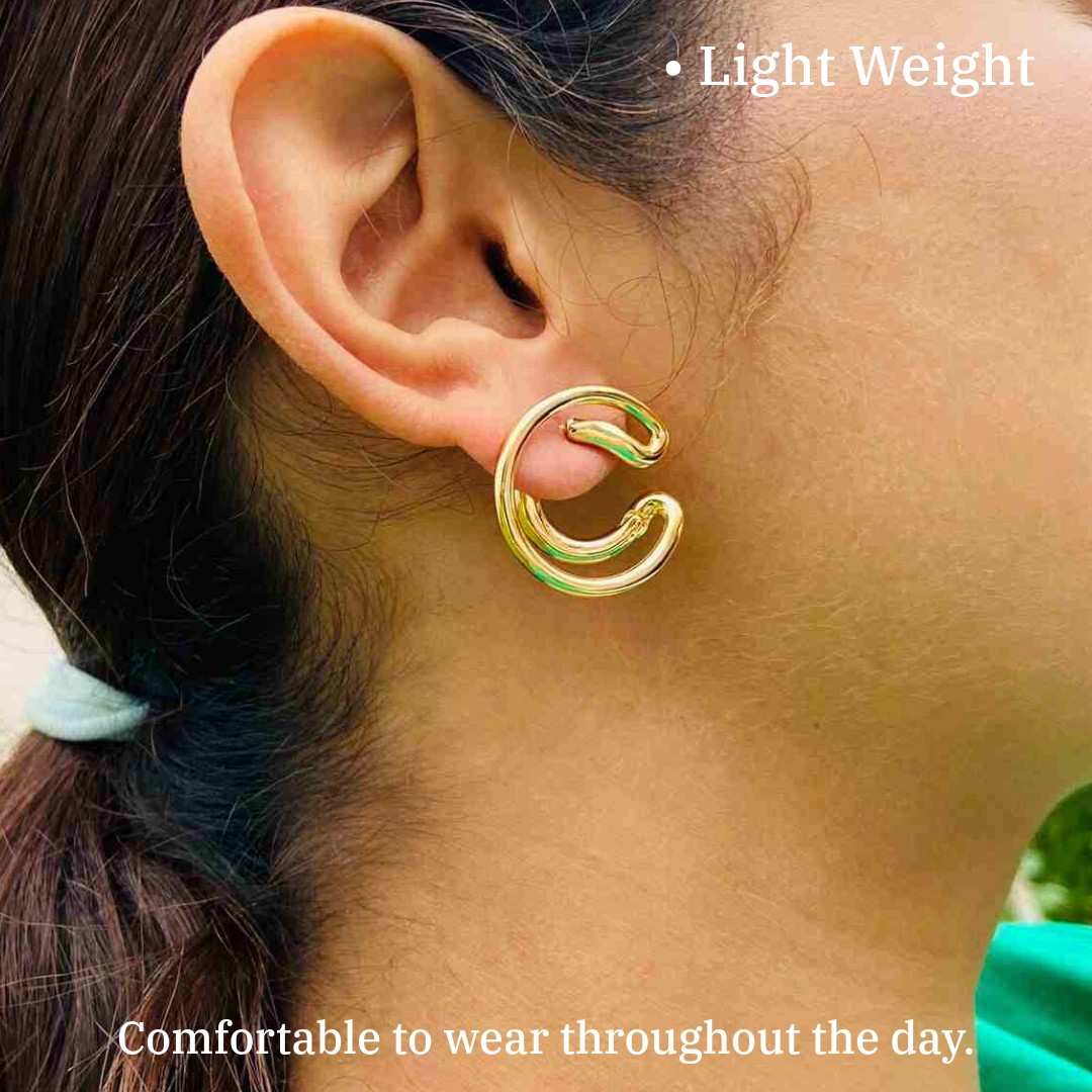 Gold Earrings Contemporary Design