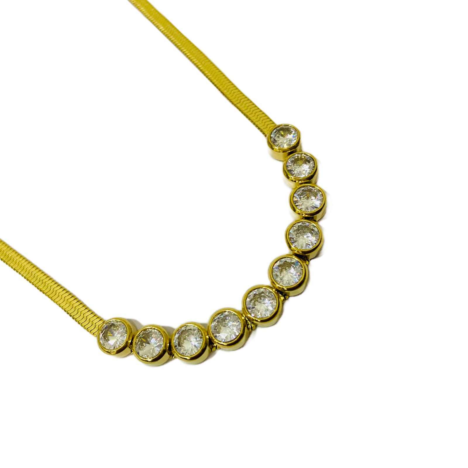 Gold Plated Necklace | With Artificial Diamonds | Snake Chain Jewellery