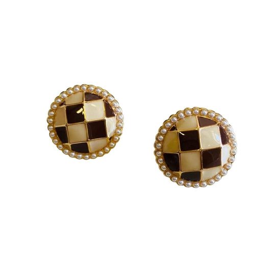 Chequered Studs - Gold Plated - Premium Collection Fashion Jewellery August - September 2022 Western Jewellery