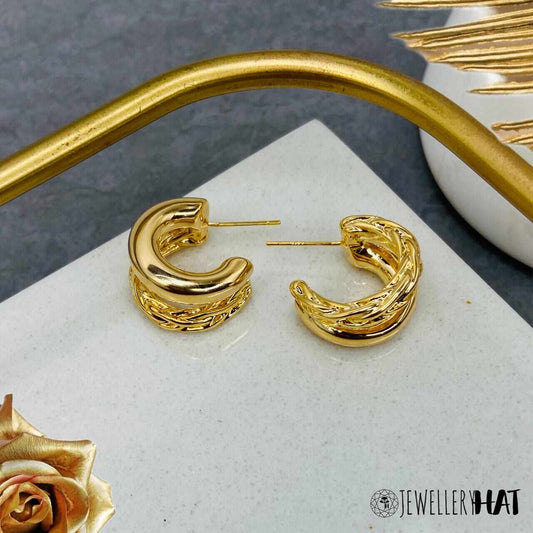 Gold Stud Earrings For Ladies