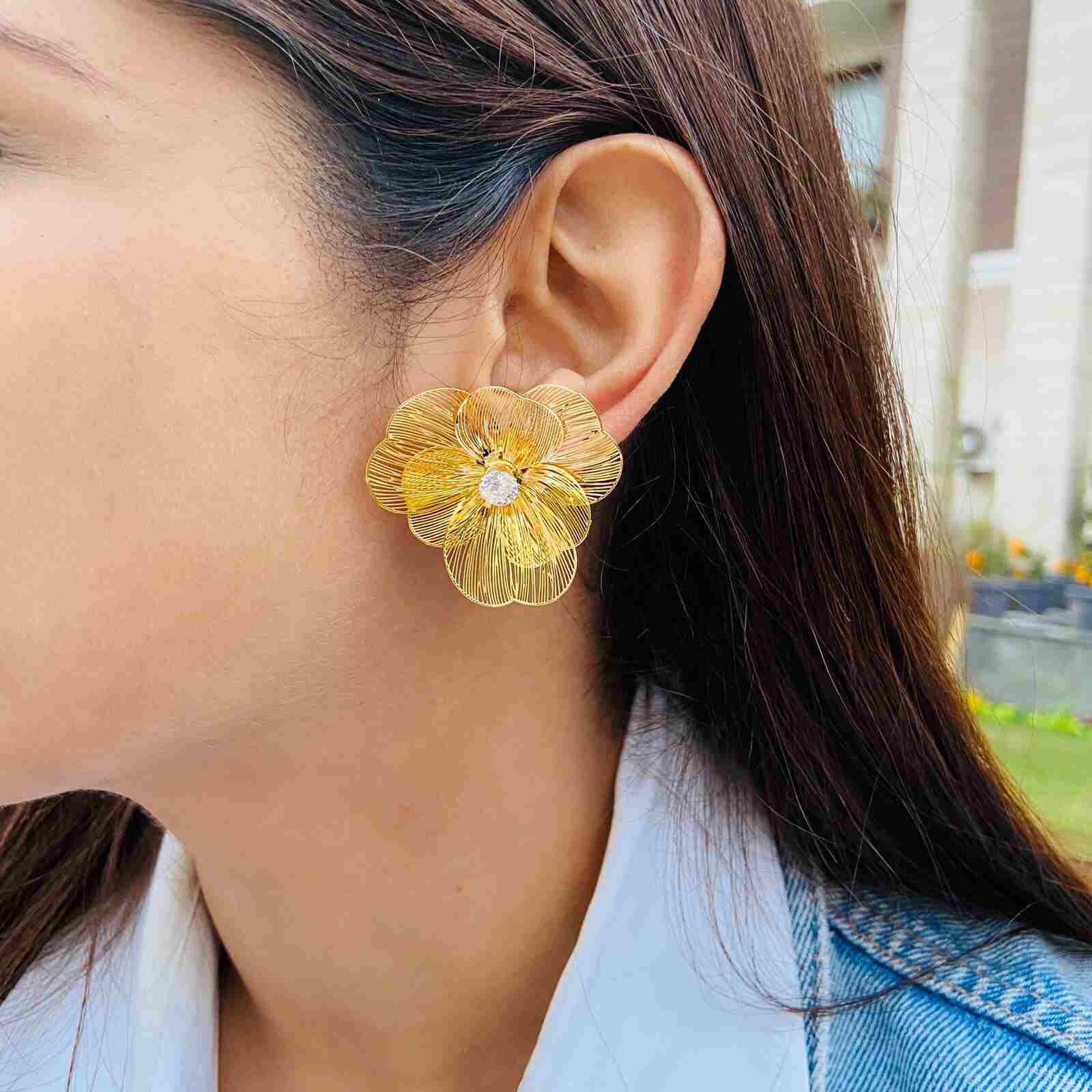 18 Karat Gold Earrings Designs For Daily Use Pink Tourmaline Tops For Kids