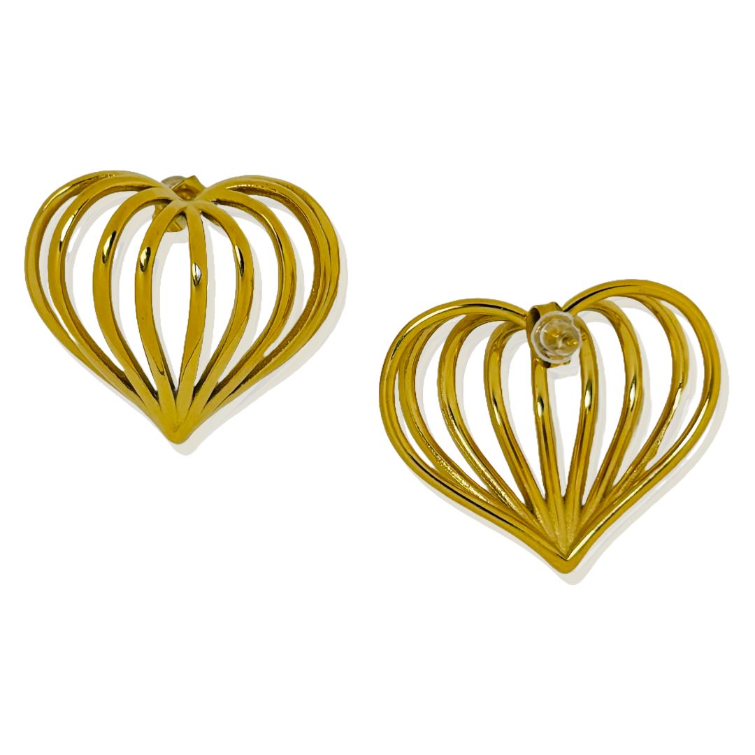 Gold Heart Stud Earring