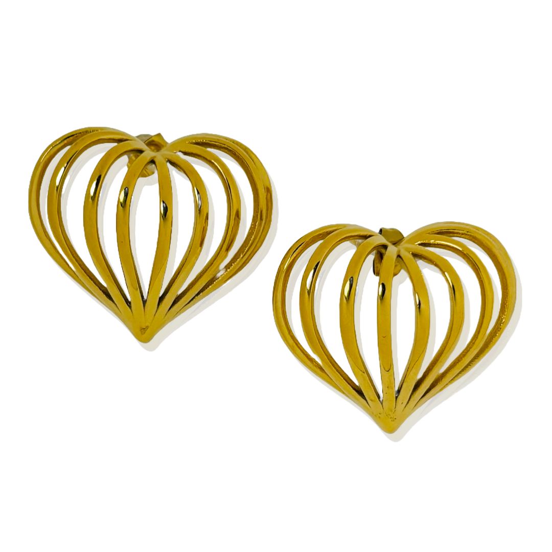 Gold Heart Stud Earring