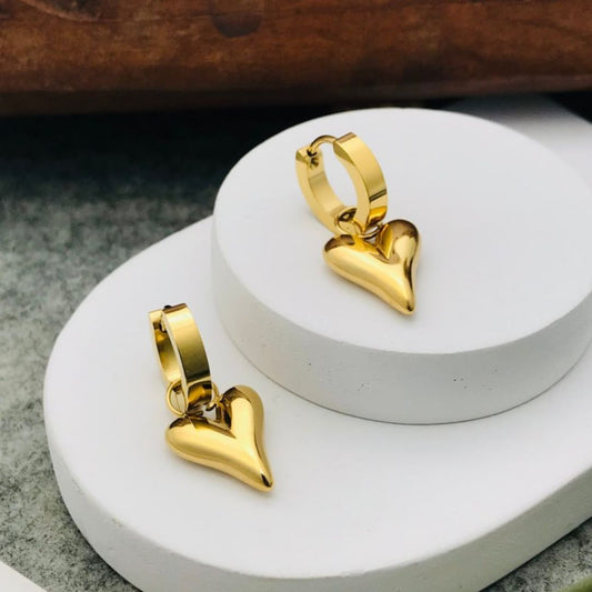 Heart Earrings Gold | Anti-Tarnish | Water Resistant | Gift Box Packing