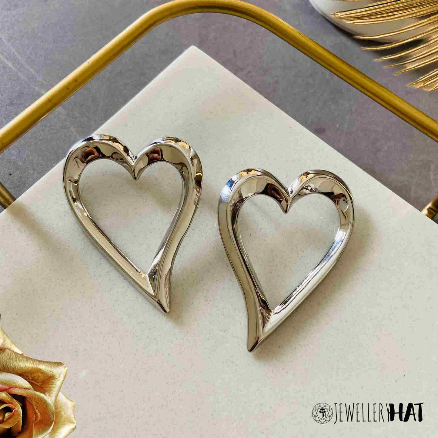 Heart Shaped Earrings Stud Silver