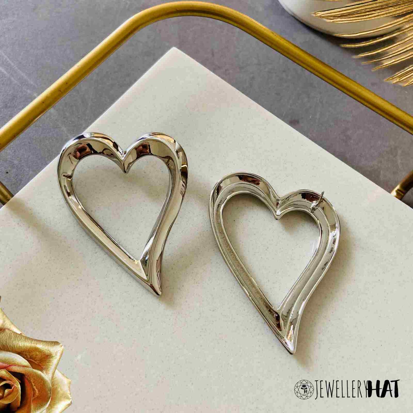 Heart Shaped Earrings Stud Silver