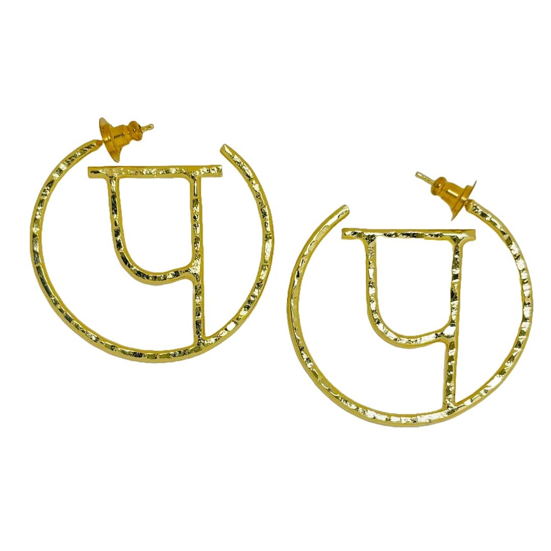 प Hindi Earrings | Gold Plated | प Hindi letter earrings | Hindi Pa Earrings